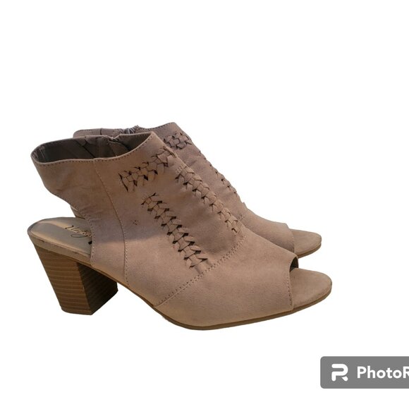 Vintage 7 Eight Peep  Wendi Toe Taupe Booties - Picture 4 of 13